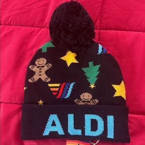 Aldi Beanie Hat Holiday Christmas Black 2024